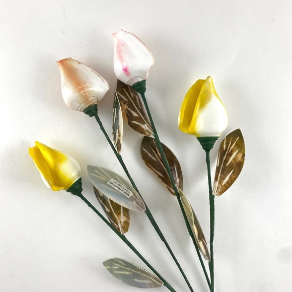 vintage 90s shell art rose bud stems - Picture 3 of 4
